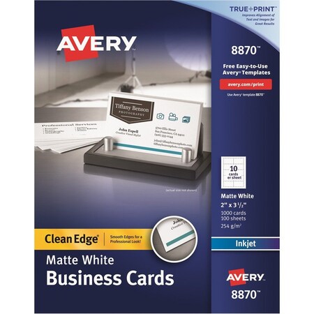 Avery Card, Businss, Inkjt, We, Matte 1000PK AVE8870